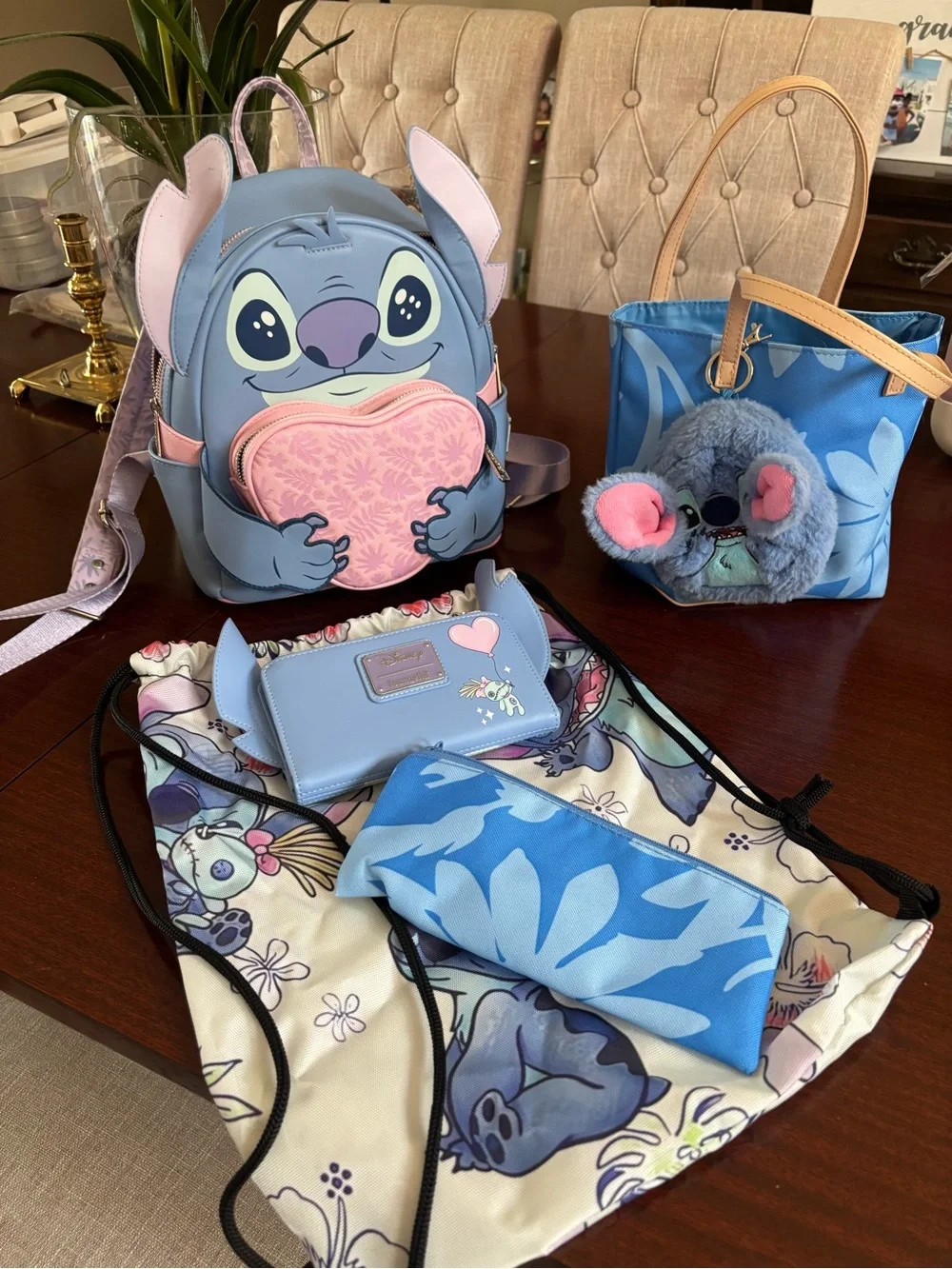 Disney Stitch Loungefly Backpack with Wallet Beach Bag & Accessories NWOT